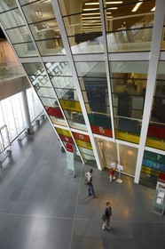 France, Ille-et-Vilaine (35), Rennes, Les Champs Libres de l'architecte Christian de Portzamparc, installation culturelle regroupant une bibliothèque, le musée de Bretagne et un espace des sciences