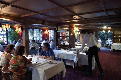 France, Bas Rhin, Strasbourg, old town listed as World Heritage by UNESCO, la Petite France District, la Maison des Tanneurs restaurant
