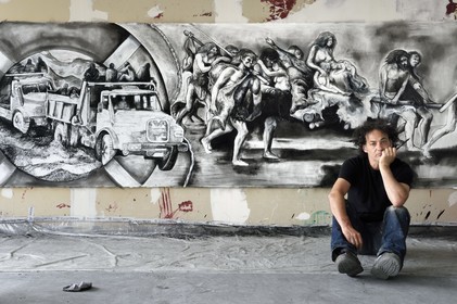 France, Val-de-Marne, Yvry-sur-Seine, Workshop of Fred Kleinberg, work for the exhibition Odyssée (Odyssey)