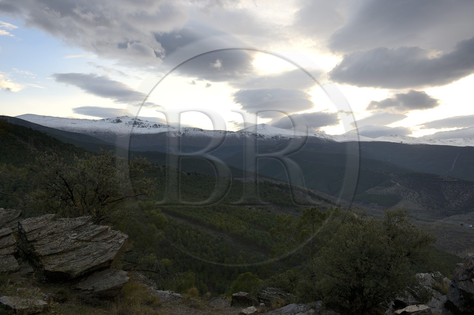 Spain, Andalusia, province of Granada, Sierra Nevada at night fall