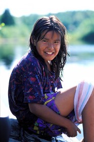 Canada, Quebec Province, La Verendrye Wildlife Reserve, village of Lake Victoria, young Algonquian girl