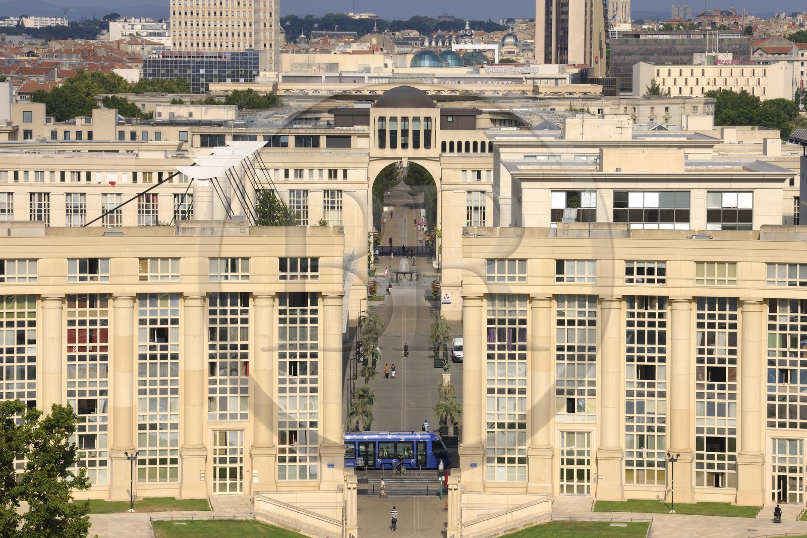 France, Herault, Montpellier, Antigone District by the architect Ricardo Bofill, a pedestrian axis links the river Lez eastward to the historic center westerly