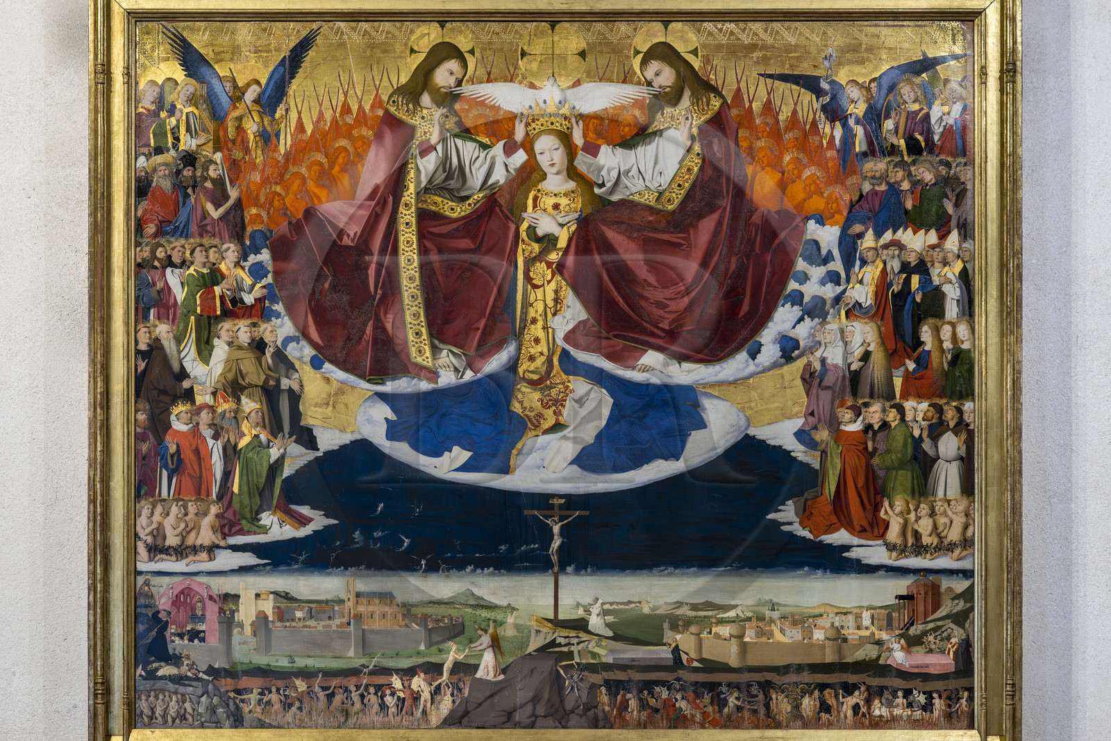 France (30), Gard, Villeneuve-lès-Avignon, Musée Pierre de Luxembourg, le Couronnement de la Vierge (XVeme siècle), retable d'Enguerrand Quarton