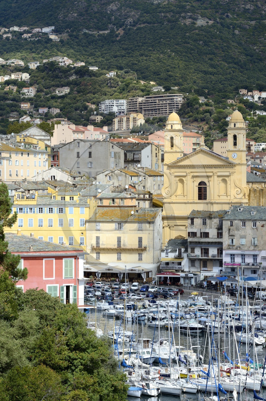France, Haute-Corse (2B), Bastia, le Vieux-Port dominé par l'église Saint-Jean-Baptiste