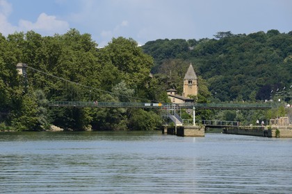 France, Rhone, Lyon, l'Ile Barbe in the middle of the Saone river, romanic church of Notre-Dame