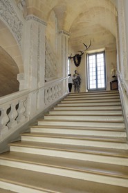 France, Loir-et-Cher (41), château de Cheverny, le grand escalier d'honneur cher à Hergé