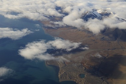 Norvège, Svalbard, région sud du Spitzberg (vue aérienne)