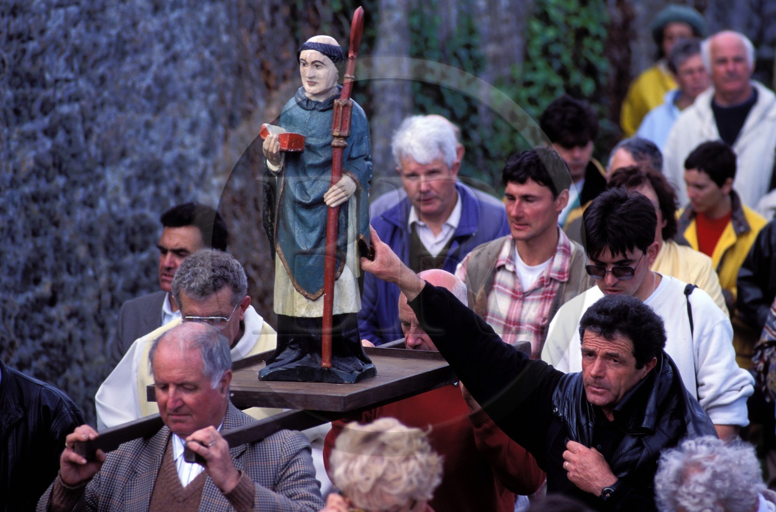 France, Côtes d'Armor, procession of the annual pilgrimage on the island of Saint Gildas