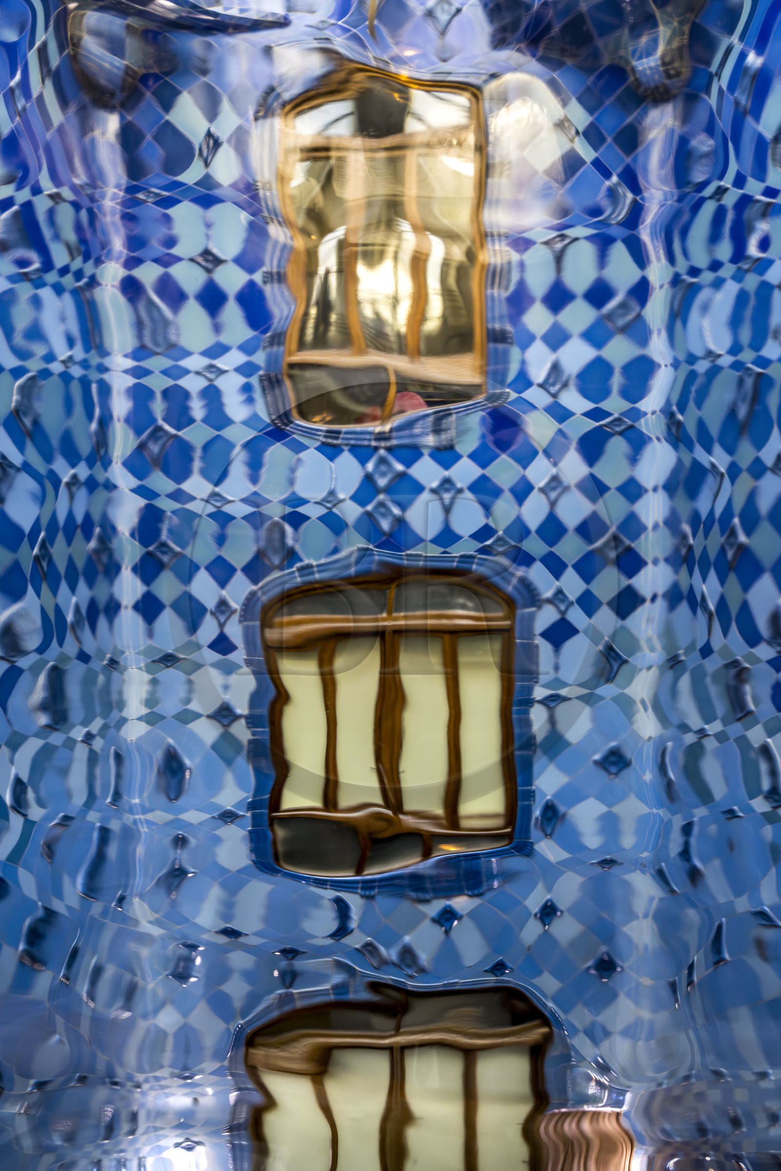 Spain, Catalonia, Barcelona, Eixample district, Passeig de Gracia, Casa Batllo by Catalan modernist architect Antoni Gaudi, UNESCO World Heritage site, courtyard