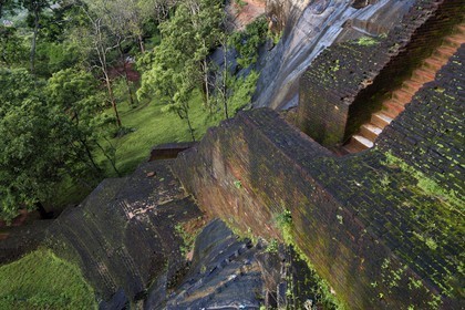 Sri Lanka, Central Province, Matale District, Sigiriya, Old city of Sigiriya listed as World Heritage by UNESCO, stairs to the Rock of the Lion former Royal Palace