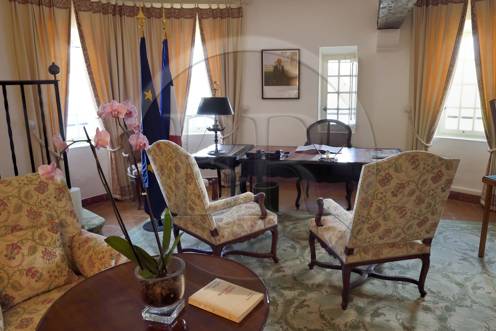 France, Var (83), Bormes les Mimosas, Fort de Brégançon, résidence officielle du président de la République, le bureau du président