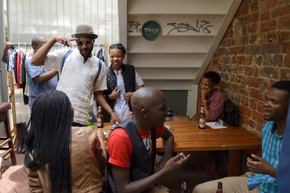 South Africa, Gauteng Province, Johannesburg, Braamfontein district, Kitchener's Carvery Bar and trendy shop at the Corner of Juta and De Beer Street,  Jeez Babe corner in the backyard