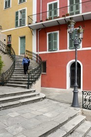 France, Haute Corse, Bastia, Romieu double staircase that leads from the garden revolution Romieu the old port