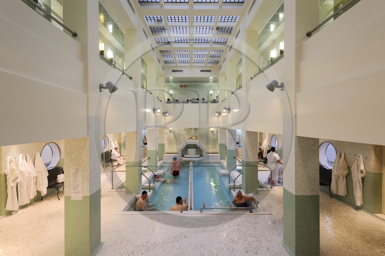 France, Vosges, Bains les Bains Spa and health Resort, swimming pool of the thermes