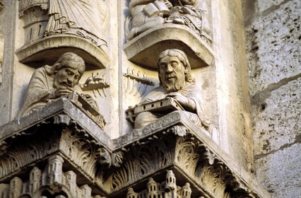 France, Eure-et-Loir (28), Chartres, portail royal de la cathédrale Notre-Dame de Chartres classée Patrimoine Mondial de l' UNESCO