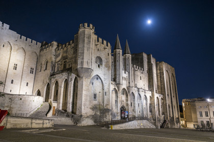 France, Vaucluse, Avignon, Palais des Papes (Palace of the Popes) listed as World heritage by UNESCO, the west facade on the Palace Square