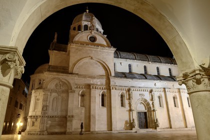 Croatie, Dalmatie, côte dalmate, Sibenik, cathédrale Saint-Jacques classée Patrimoine Mondial de l' UNESCO