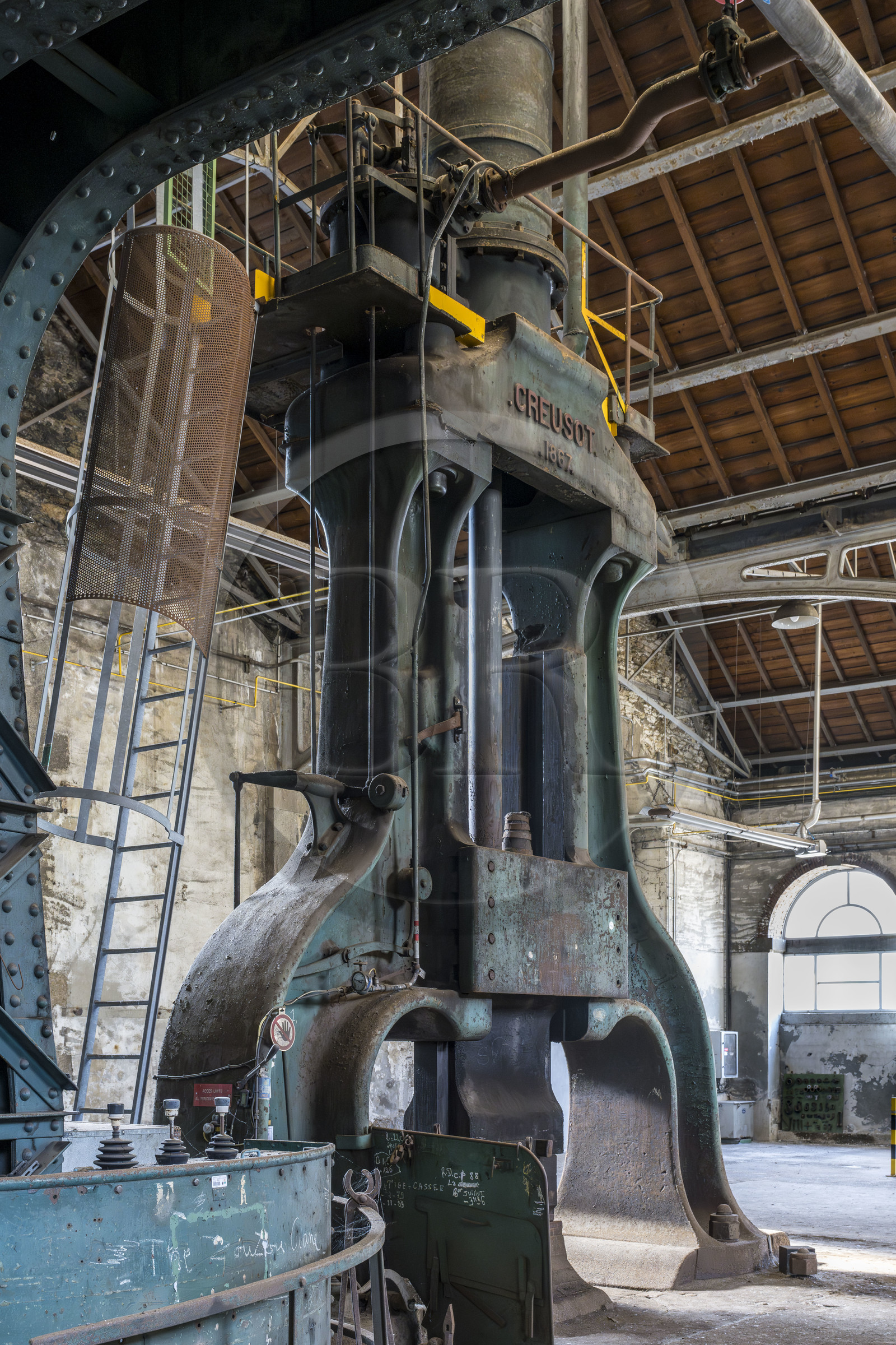 France, Finistère, Brest, the arsenal, the military port is a naval base of the French Navy, forge sledgehammer in the old workshops of Pontaniou cove