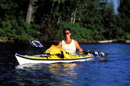Canada, Quebec Province, La Verendrye Wildlife Reserve, sea kayak on the Victoria lake