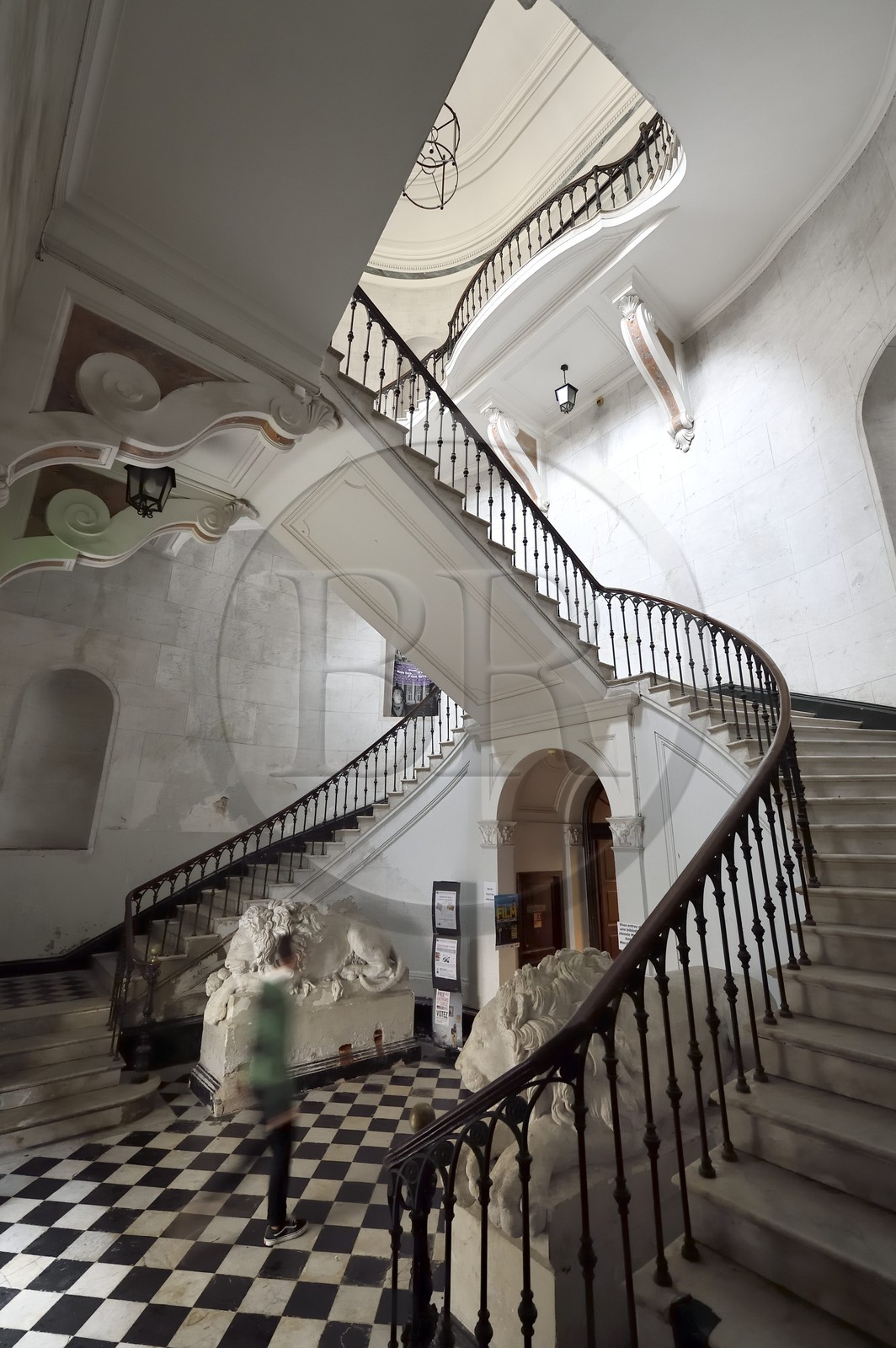 France, Corse-du-Sud (2A), Ajaccio, le grand escalier de la bibliothèque Fesch dans le palais Fesch