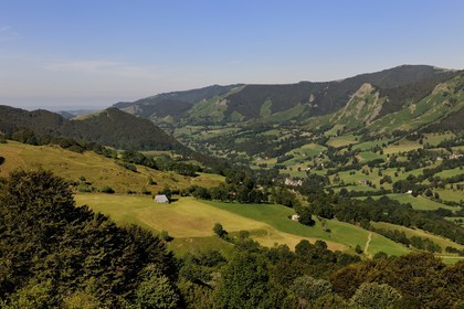 France, Cantal (15), monts du Cantal, Parc Naturel Régional des Volcans d' Auvergne, la vallée de la Jordanne vers Mandaille-Saint-Julien