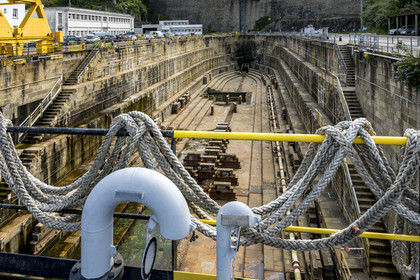 France, Finistère, Brest, the arsenal, the military port is a naval base of the French Navy, refit basin No. 1 known as Tourville basin