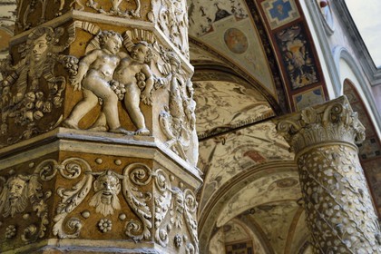 Italie, Toscane, Florence, centre historique classé Patrimoine Mondial de l'UNESCO, le Palazzo Vecchio, cour de Michelozzo
