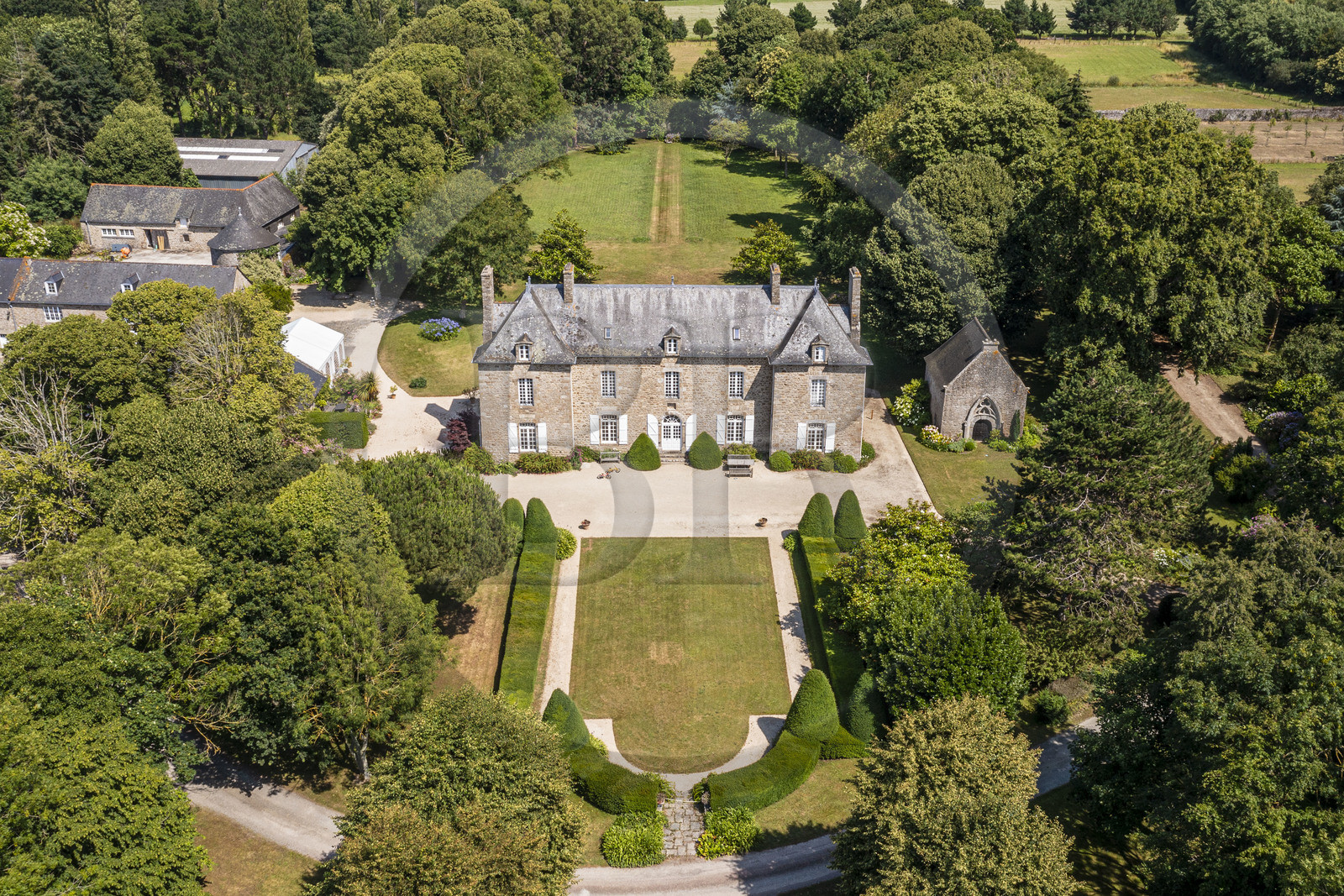 France, Ille et Vilaine, Saint-Meloir-des-Ondes, Malouiniere of Bardoulais (aerial view)