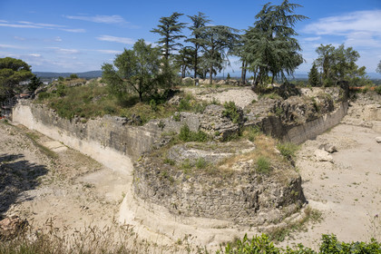 France, Vaucluse (84), Orange, la colline Saint-Eutrope, classée Patrimoine Mondial de l'UNESCO, vestiges de l'ancien chateau des princes d'Orange