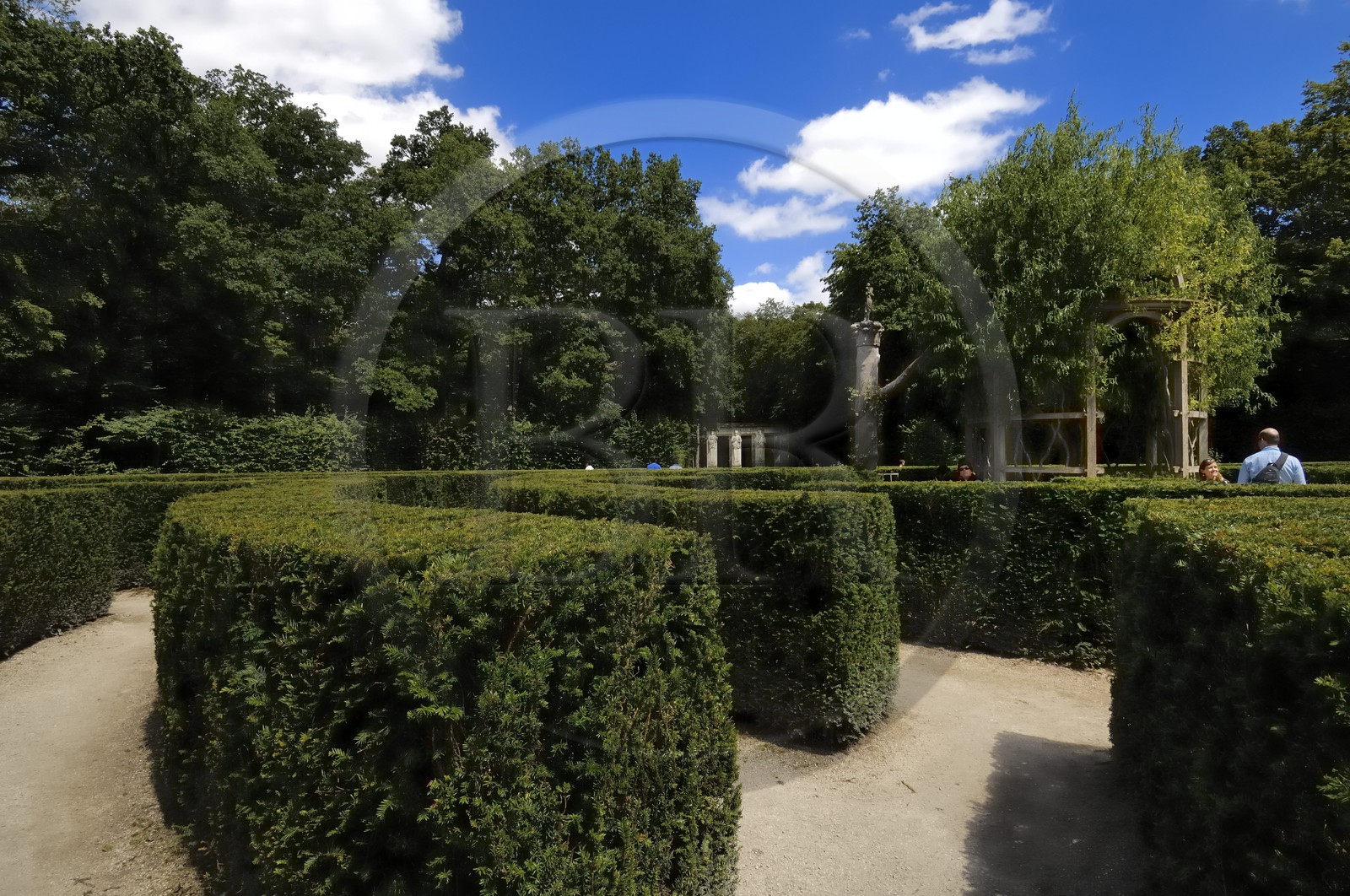 France, Indre-et-Loire (37), château de Chenonceau édifié de 1513 à 1521 de style Renaissance, le labyrinthe dans le parc