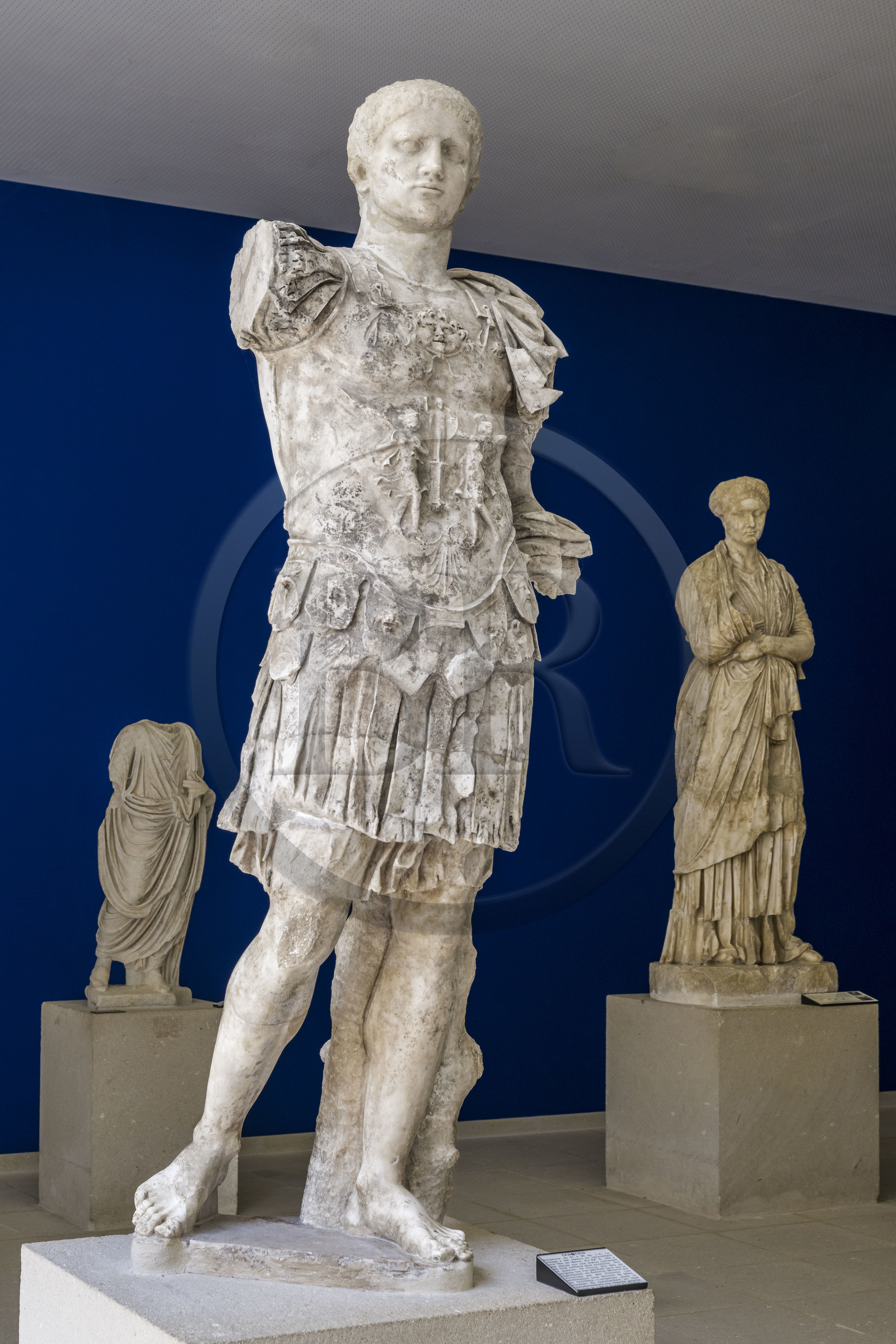 France, Vaucluse (84), Vaison-la-Romaine, site archéologique de Puymin, musée archéologique Théo Desplans, statue de Domitien (Titus Flavius Caesar Domitianus Augustus) empereur de 81 à 96