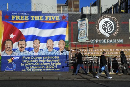 United Kingdom, Northern Ireland, West Belfast, Catholic Falls area, International or Solidarity Wall, murals on Falls Road