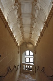 France, Indre et Loire, Chateau de Chenonceau of Renaissance style built between 1513 and 1522, straight staircase