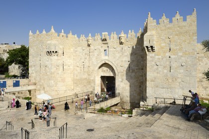 Israel, Jerusalem, holy city, the old town listed as World Heritage by UNESCO, Damascus Gate is the main entrance to the Old City