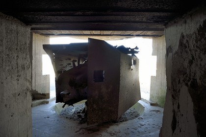 France, Calvados (14), Longues-sur-Mer, batterie allemande du Mur de l'Atlantique équipée de canons de marine de 150 mm