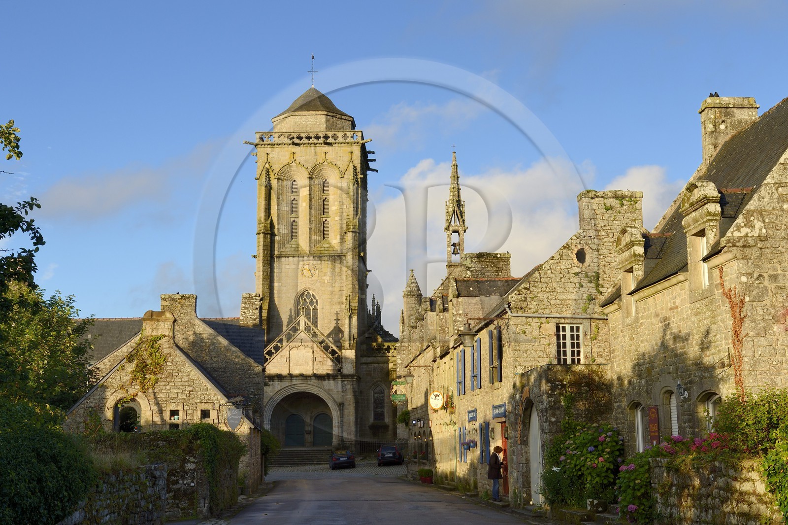 France, Finistere, Locronan, labelled Les plus Beaux Villages de France (The Most Beautiful Villages of France), Saint Ronan church at the end of the priory street