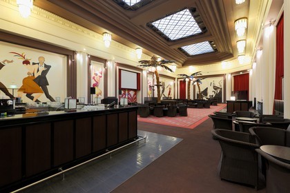 France, Vosges (88), Station thermale de Vittel, le Grand Hôtel propriété du Club Mediterranée, le bar Art Deco le Cotton Club de l'ancien casino par Auguste Bluysen