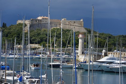 France, Alpes-Maritimes, Antibes, port Vauban and Fort Carré retouched by Vauban in the late 17th century