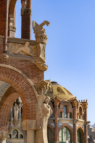 Spain, Catalonia, Barcelona, El Guinardo district, former Hospital de la Santa Creu i de Sant Pau listed as UNESCO World Heritage, modernist style by architect Domenech i Montaner, today a museum and a cultural center, Saint Cosme and Saint Damien operating theatre building (Sant Cosme i Sant Damia)