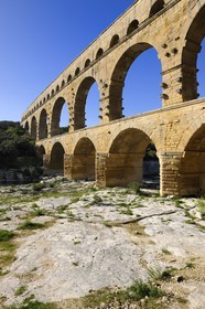 France, Gard, Pont du Gard listed as World Heritage by UNESCO, Roman aqueduct over Gardon River