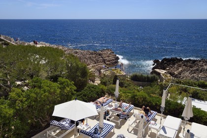 France, Alpes Maritimes, Saint Jean Cap Ferrat, Grand-Hotel du Cap Ferrat, a 5 star palace from Four Seasons Hotel, the chic poolside Club Dauphin facing the sea where you can sunbathe in complete relaxation
