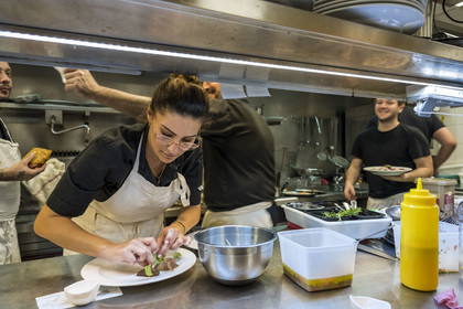 France, Alpes-Maritimes, Nice, old town, Virginie Acchiardo, chef of the restaurant Chez Acchiardo in rue Droite