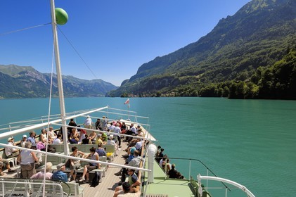 Suisse, Canton de Berne, Oberland Bernois, Interlaken, bateau de croisière sur le lac de Brienz (Brienzer See)