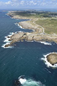 France, Morbihan (56), presqu'ile de Quiberon, la côte sauvage (vue aérienne)