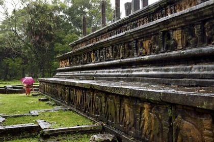 Sri Lanka, North Central province, Polonnaruwa, the former capital of the country (11th to 13th century) listed as World Heritage by UNESCO, Council Chamber (Raja Sabahawa) dating from the 12th century