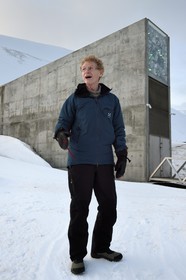 Norvège, Svalbard, Spitzberg, Longyearbyen, Réserve mondiale de semences du Svalbard (banque de graines du Global Seed Vault), Cary Fowler à l'initiative du projet Global Crop Diversity Trust et de la réserve