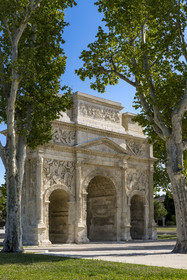 France, Vaucluse (84), Orange, l'arc de triomphe d'Orange, classé Patrimoine Mondial de l'UNESCO, arc monumental romain du début du Ier siècle
