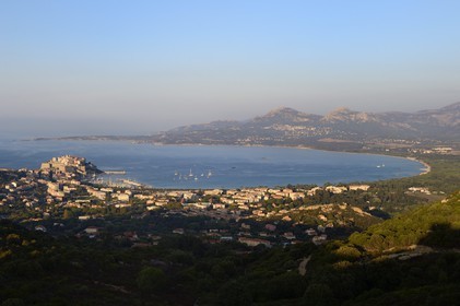 France, Haute-Corse (2B), Calvi et sa citadelle génoise dans la baie de Calvi