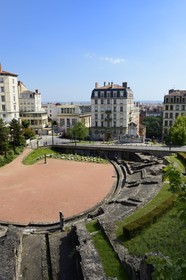 France, Rhône (69), Lyon, site historique classé Patrimoine Mondial de l'UNESCO, quartier de la Croix-Rousse, amphithéâtre des trois gaules