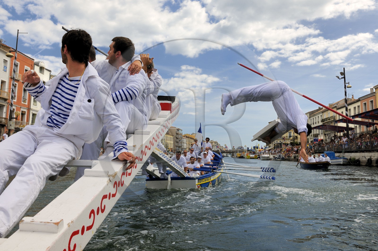 France, Herault, Sete, canal Royal (Royal Canal), Fete de la Saint Louis (St Louis's feast), sea jousting